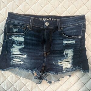 American Eagle Outfitters Blue Distressed Jean Shorts